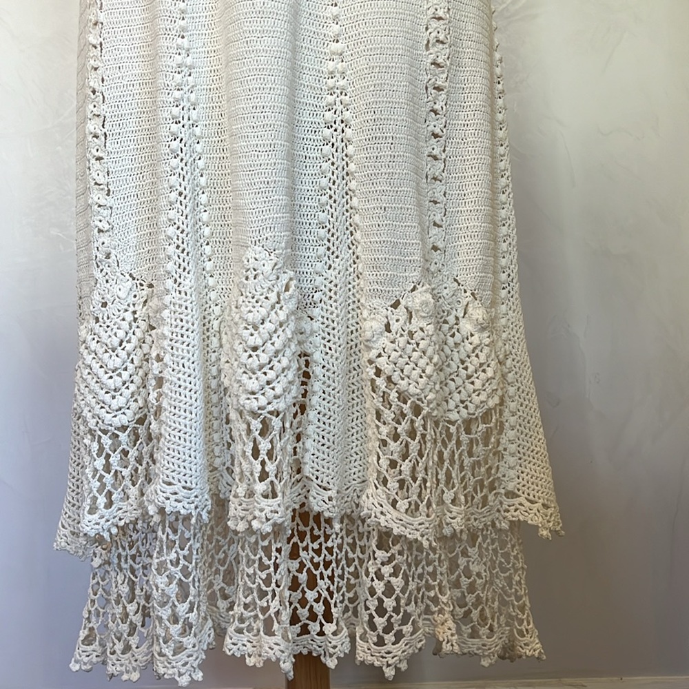Polo Ralph Lauren Ivory Hand crafted Crochet Romantic Dress ruffle hem Size XL - Picture 11 of 17